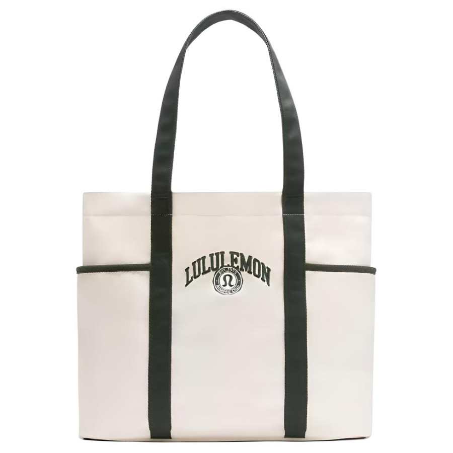 Lululemon Daily Cotton Handbag, Shoulder Bag Regular Unisex Natural & Rainforest Green