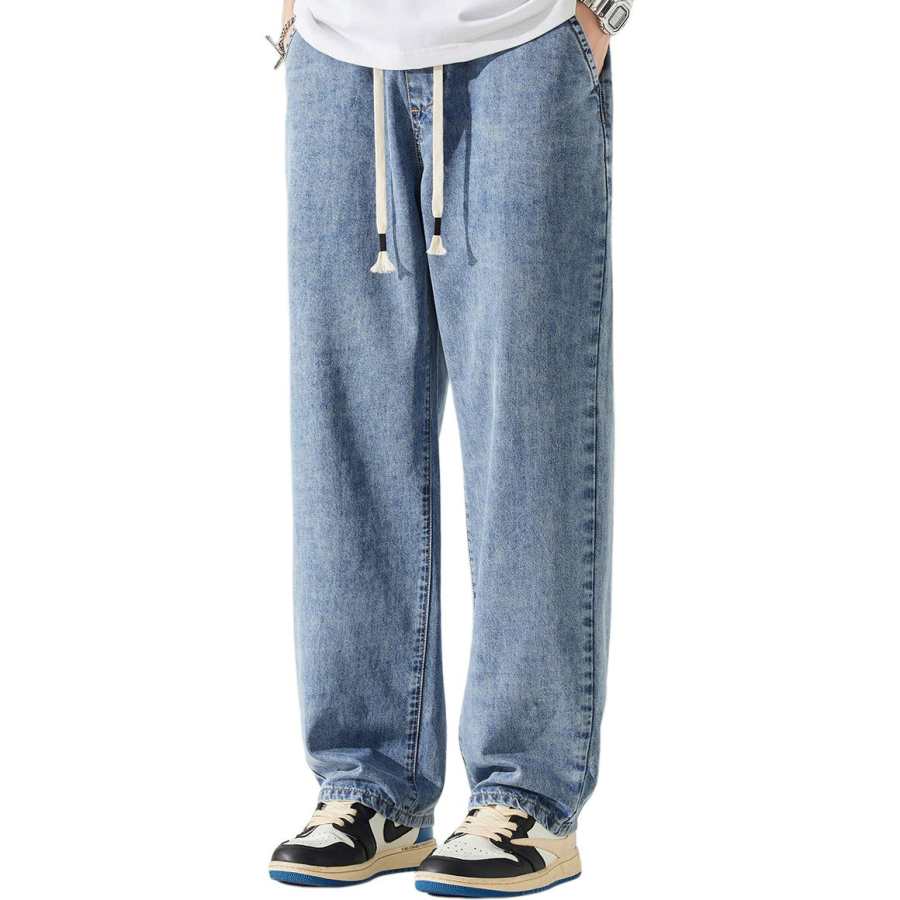 Tonlion Jeans Men's Light Blue Moderate Straight Fit Pants