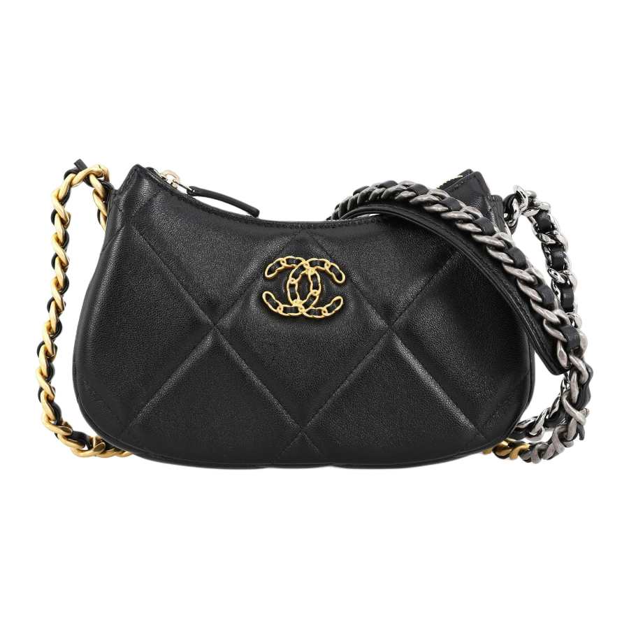 CHANEL 19Bag Sheepskin Bean Bag, Shoulder Bag, Crossbody Bag Mini Women's Black