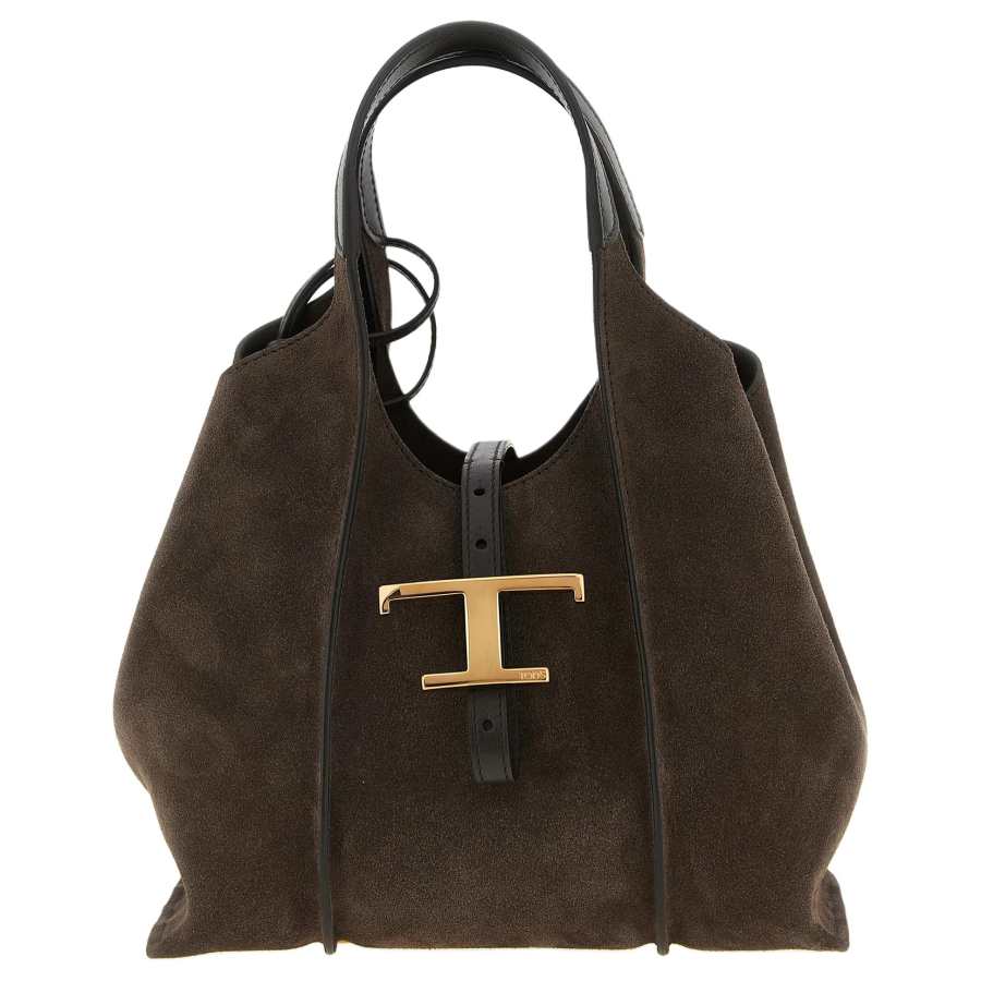 TOD'S T Timeless Calfskin Tote Bag, Shopping Bag, Handbag Mini Women's Brown