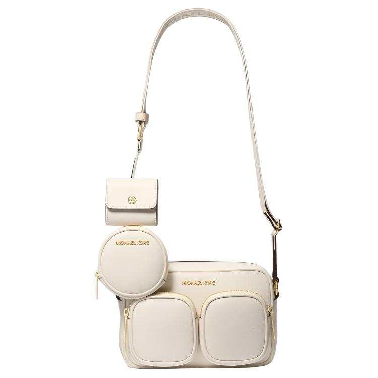 MICHAEL KORS Jet Set Travel Leather Crossbody Bags Medium Women's White