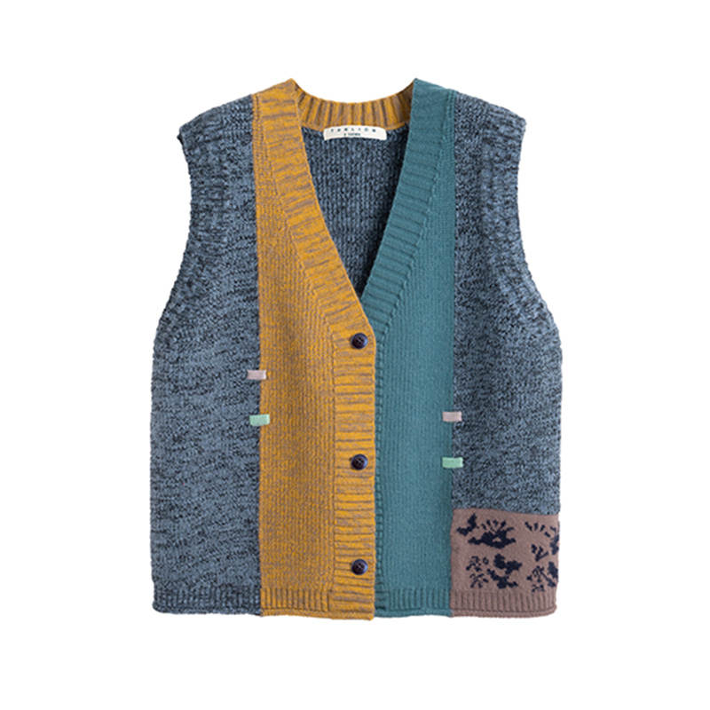 Tonlion Knitwear Women's Yellow Tone V Neck Moderate Cardigan