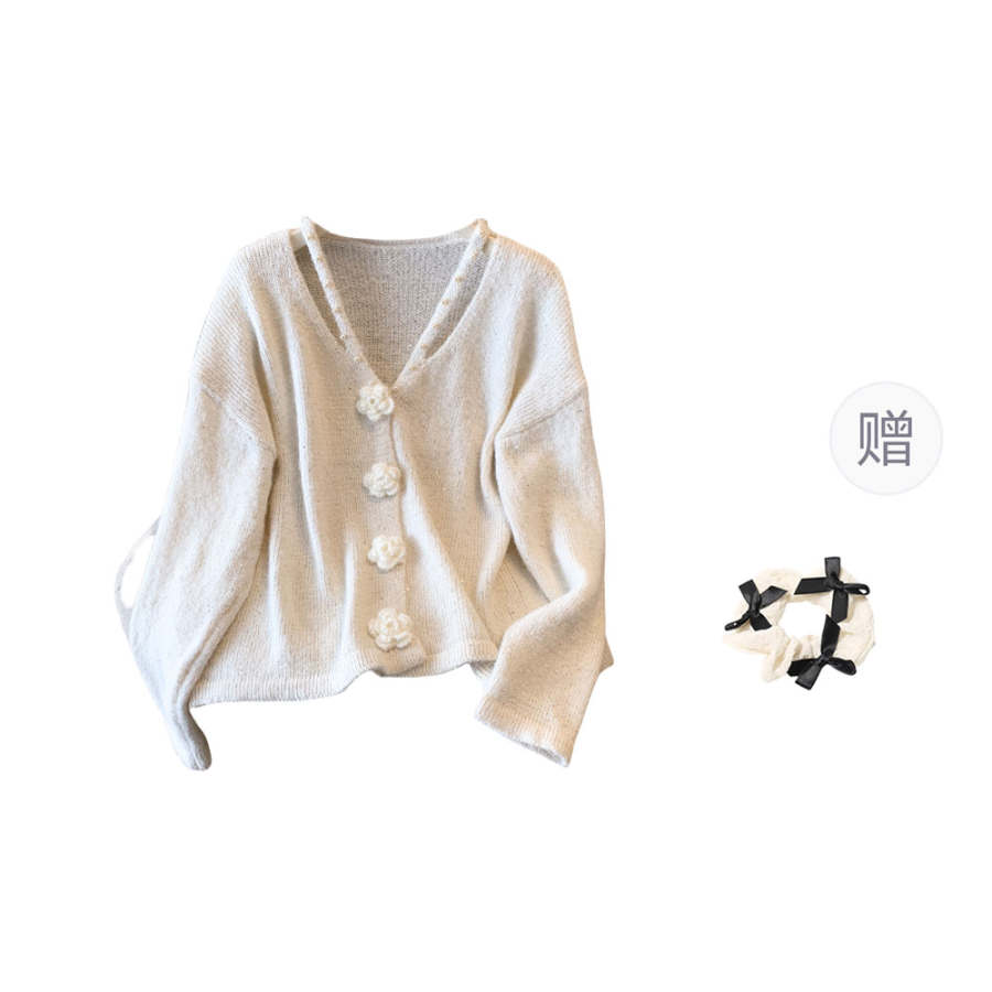 CPAURA Knitwear Women's V Neck Moderate Cardigan