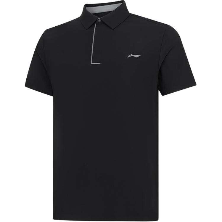 Li-Ning Li Ning Polo Shirts Men's Black Polo Collar Moderate Straight Fit