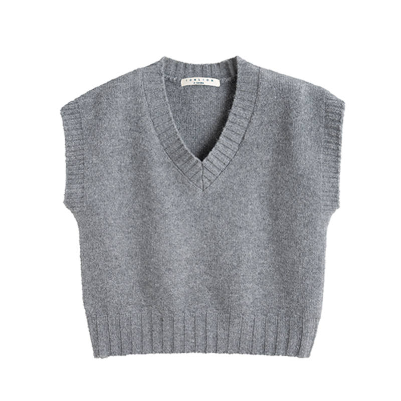 Tonlion Knitwear Women's Light Heather Gray V Neck Moderate Other