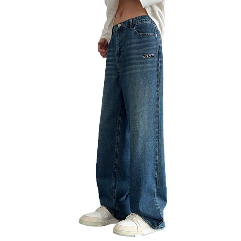 Tonlion Jeans Unisex Moderate Wide Leg Pants