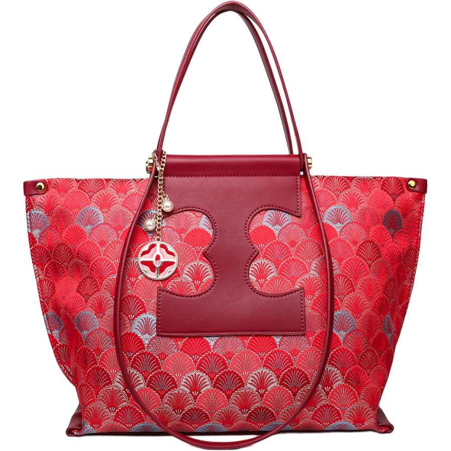 PAYOT Synthetic Leather Tote Bag, Shopping Bag, Handbag Women's Purple Fan Red