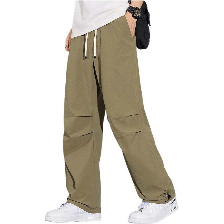Tonlion Casual Pants Unisex Khaki Thin Straight Fit Pants