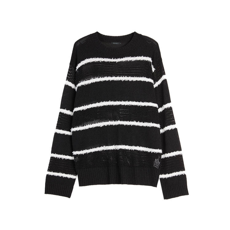 ELLE Knitwear Women's Black Crew Neck Thin