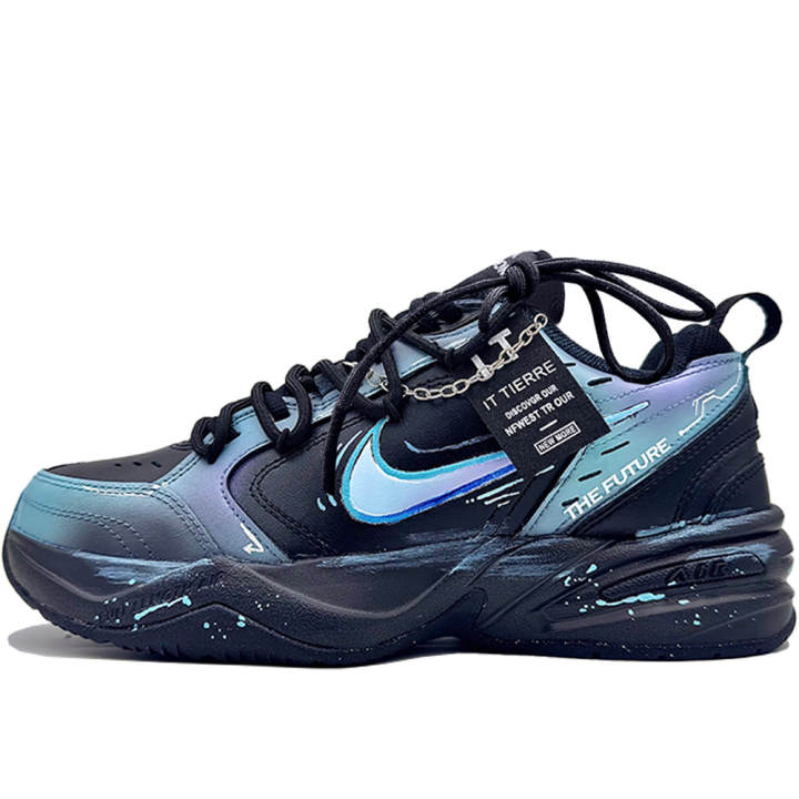 Nike Nike Air Monarch 4 Neon Code Cushioning Low top Chunky Sneakers Unisex Blue Black