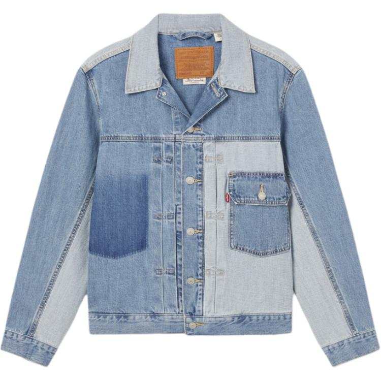 Levis Levis Denim Jackets Men's Nautical Blue Lapel Moderate Patchwork