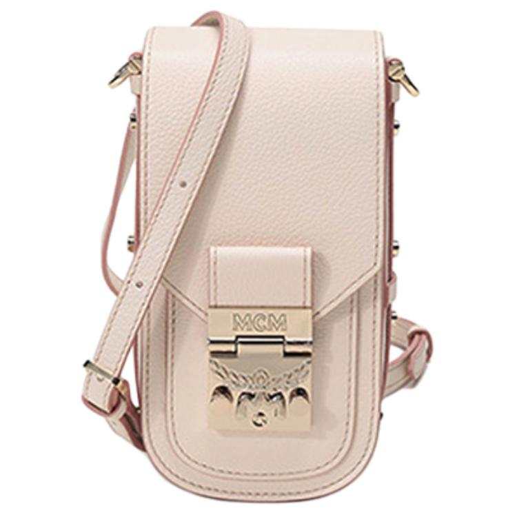 MCM Artificial Leather Shoulder Bag, Crossbody Bag, Chain Bag, Cell Phone Pouch Women's Light Pink