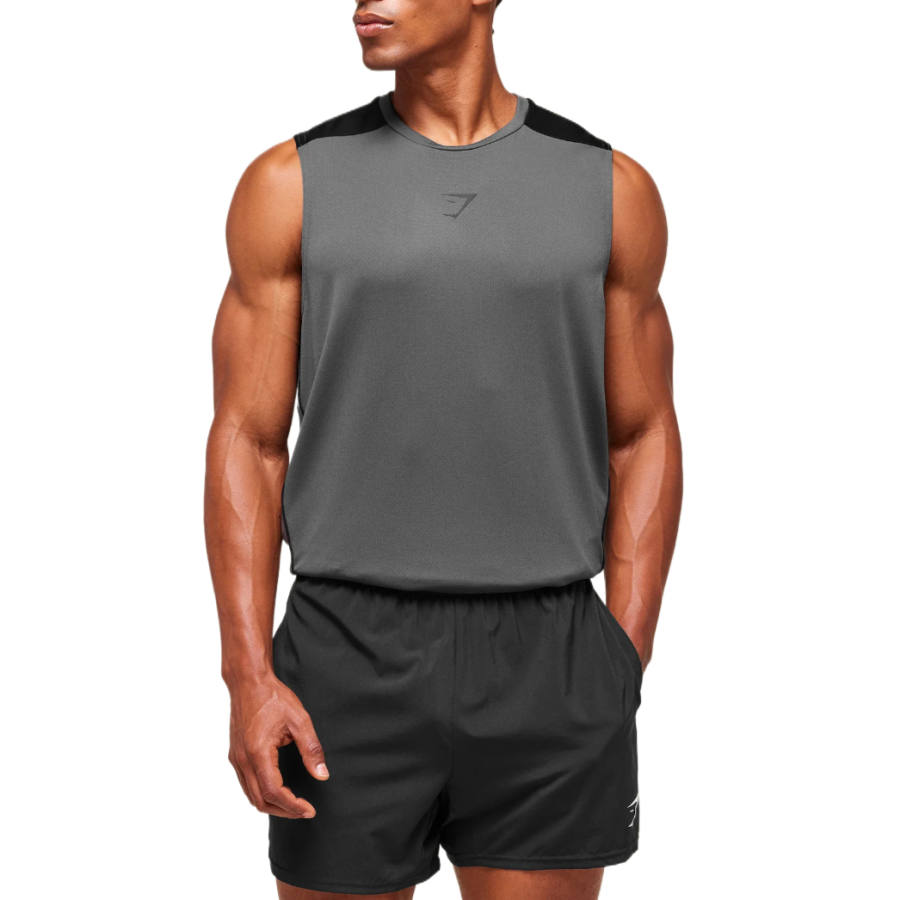 GYMSHARK Tank Tops Men's Dark Gray Crew Neck Moderate Other