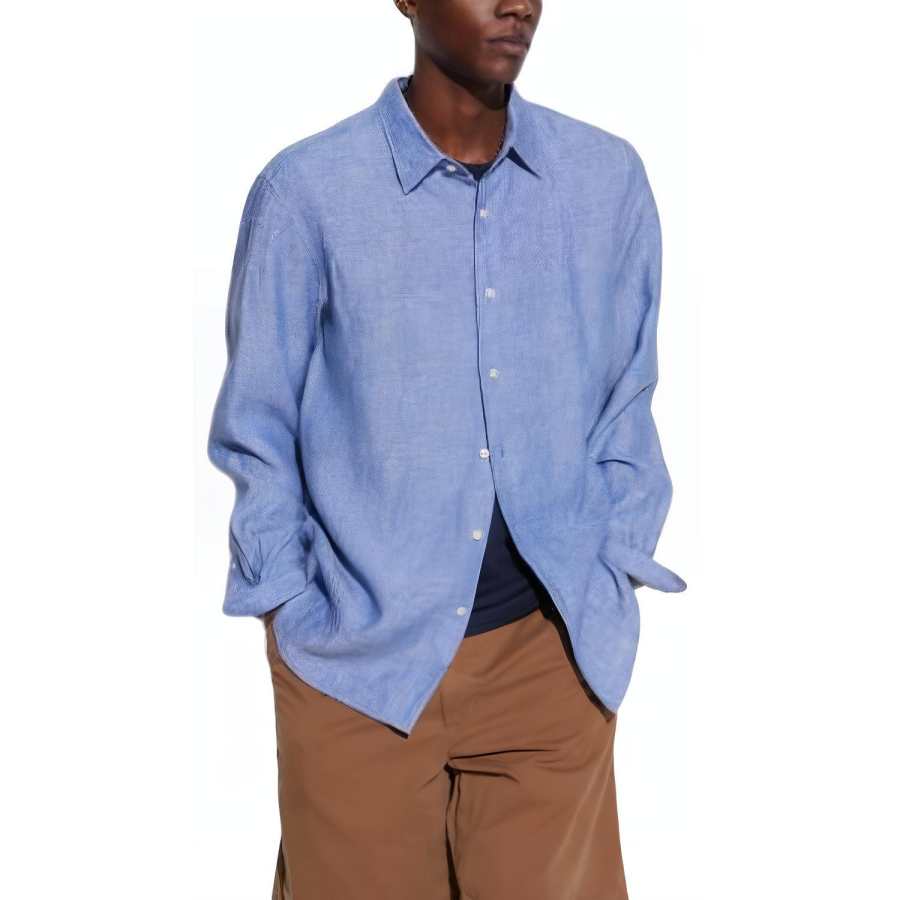 UNIQLO Shirts Unisex Royal Blue Pointed Collar Moderate Other