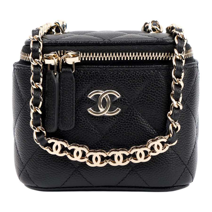 CHANEL Grain Embossed Cow Leather Box Bag, Shoulder Bag, Crossbody Bag Small Women's Black