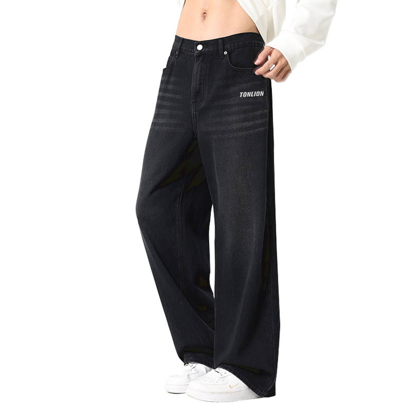 Tonlion Jeans Unisex Moderate Wide Leg Pants