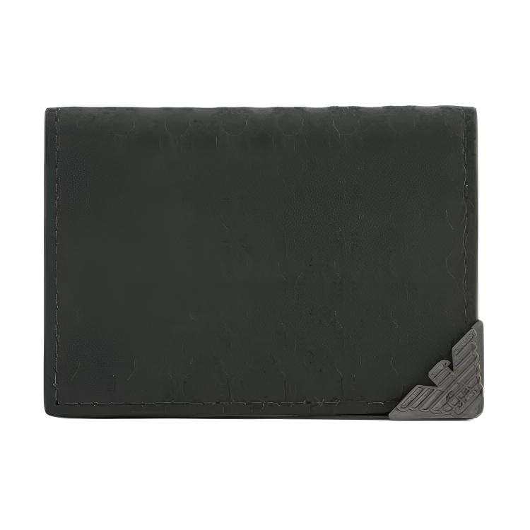EMPORIO ARMANI Cow Leather Wallet Men's Dark Green