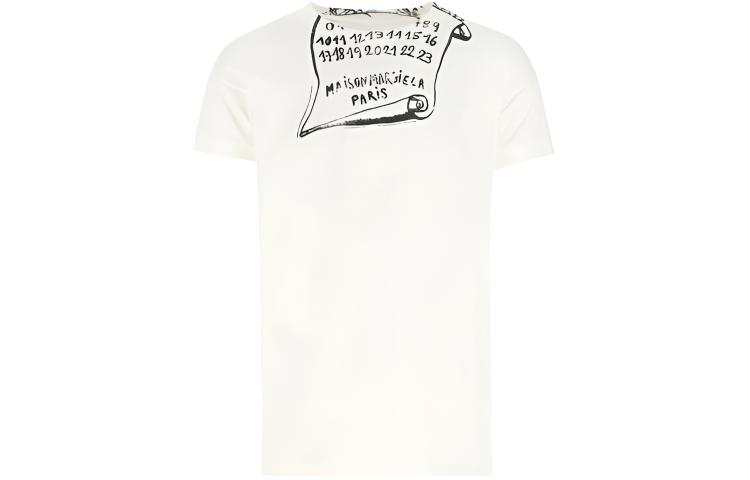 Maison Margiela T Shirts Men's White Crew Neck Moderate Straight Fit