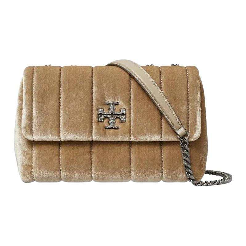 TORY BURCH Kira Velvet Portable Crossbody Bag, Shoulder Bag Regular Women's Light Khaki