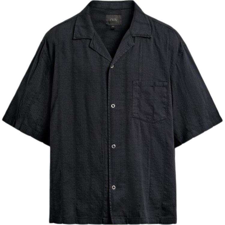 ZARA Shirts Men's Blue Cuban Collar Moderate