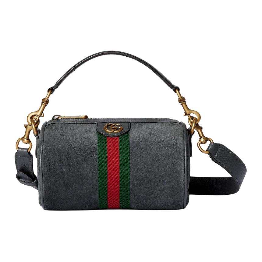 GUCCI Ophidia Suede One Shoulder Handbag Mini Women's Dark Gray