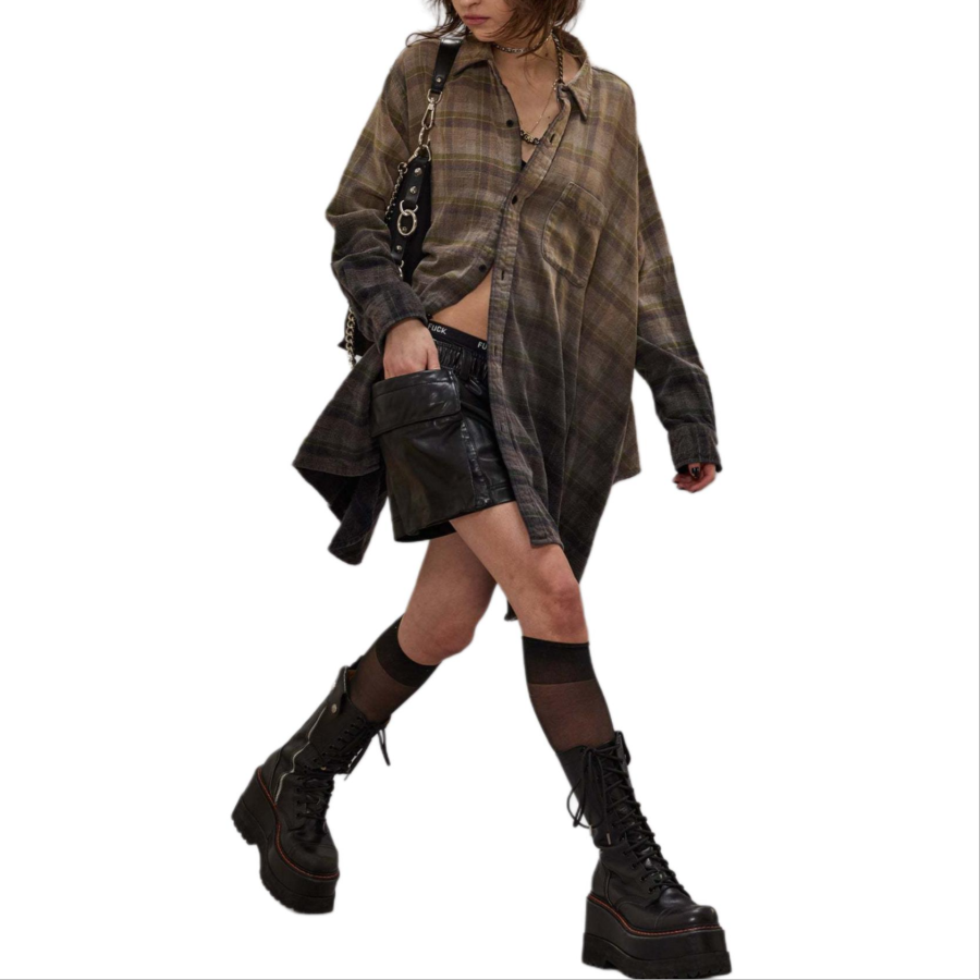 R13 Shirts Women's Brown Lapel Moderate Straight Fit