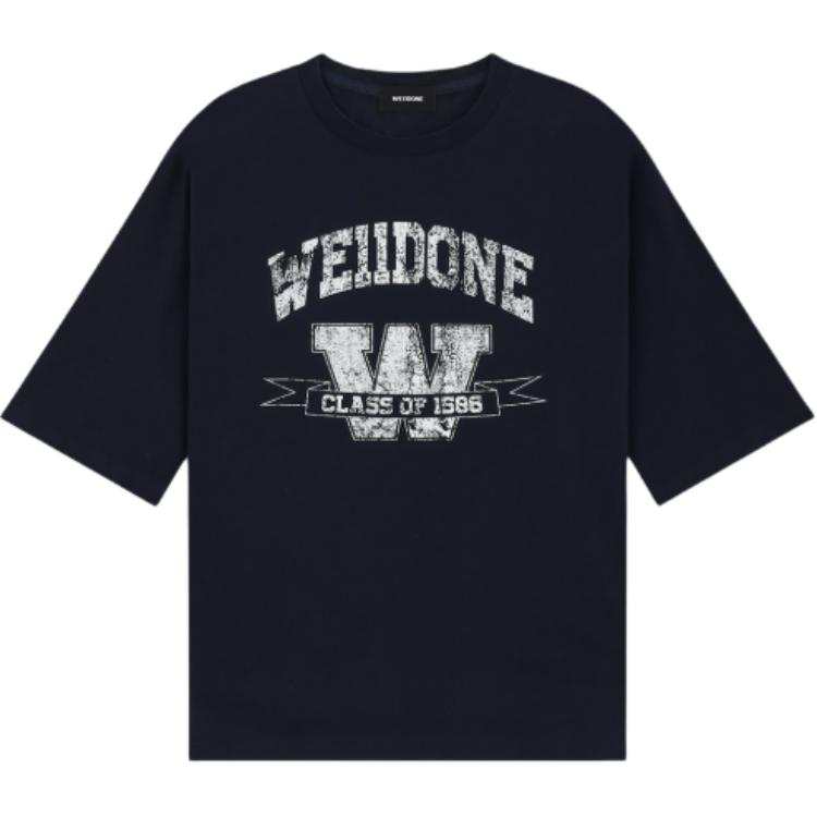 WE11DONE T Shirts Men's Marine Blue Crew Neck
