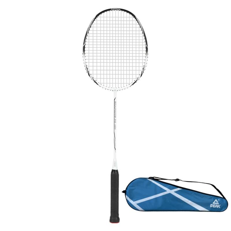 PEAK Full Carbon Badminton Rackets Offensive Type Heavy Head, Stiff Shaft Advanced Level 675MM Unisex 4U/G4 Black White