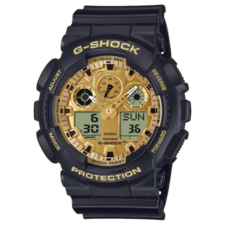CASIO CASIO GA 100 200m Waterproof Quartz Movement Resin Strap Watch Unisex Gold Dial