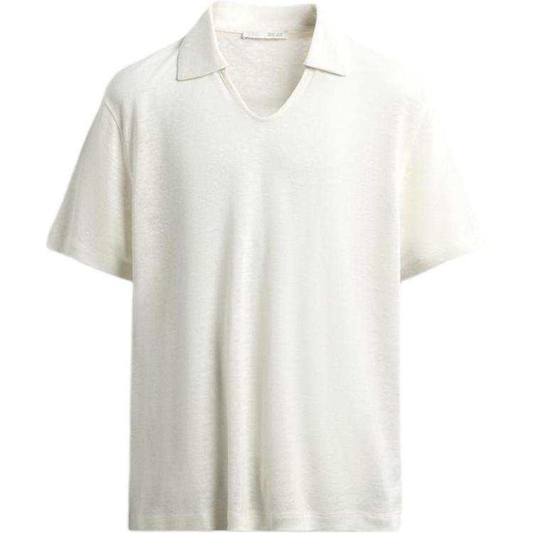 ZARA Polo Shirts Men's White Lapel Moderate Straight Fit