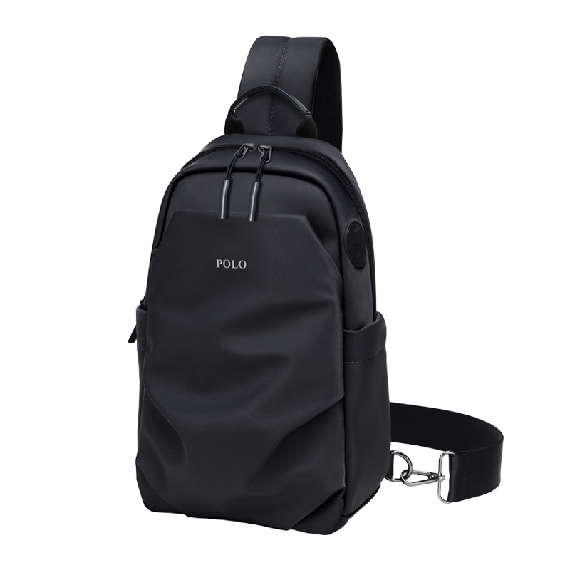 POLO Fabric Crossbody Bag For Men, Sling Bag, Fanny Pack Medium Men's Black