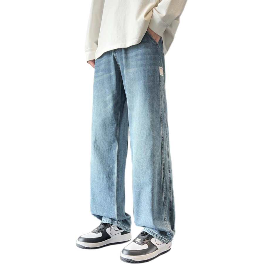 Tonlion Jeans Unisex Vintage Blue Moderate Straight Fit Pants