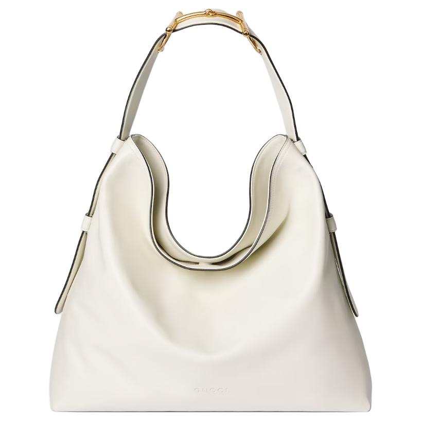 GUCCI Leather Tote Bag, Shoulder Bag Large Women's White