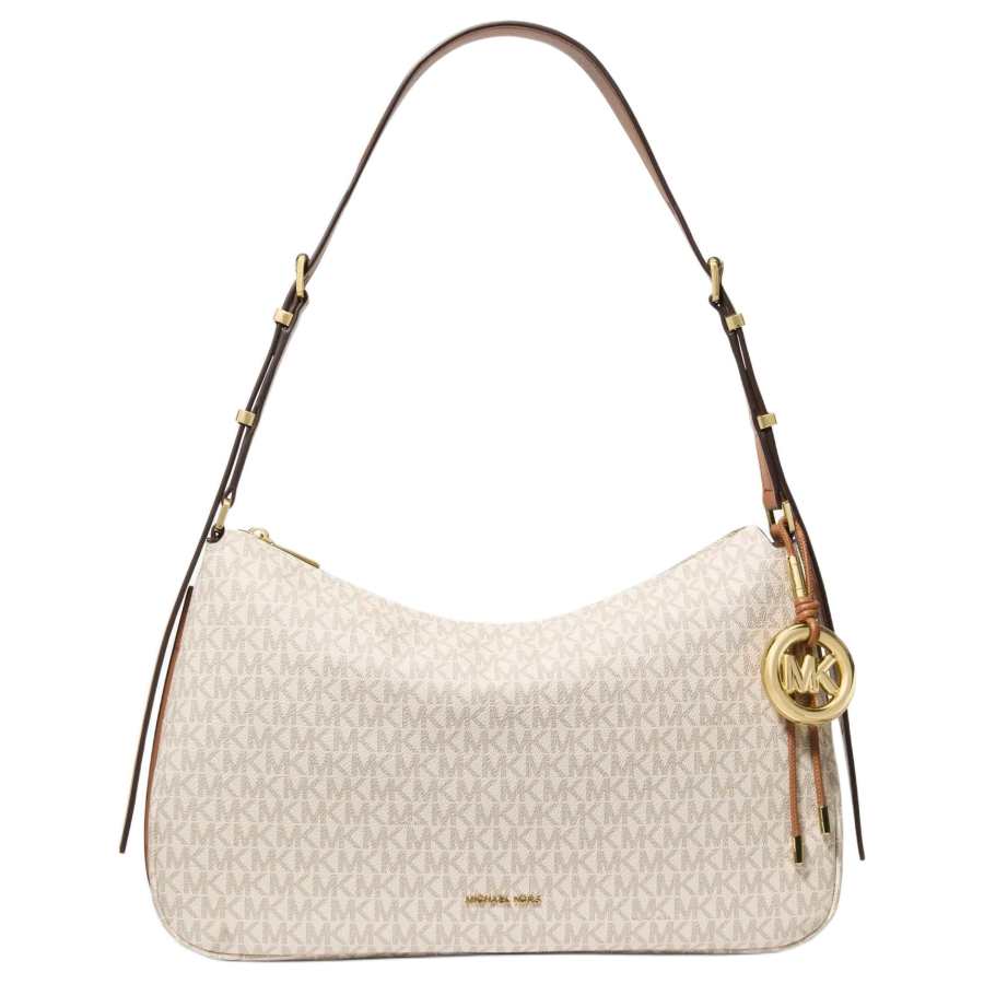 MICHAEL KORS Nolita Artificial Leather Crossbody Bags Medium Women's Vanilla White & Acorn Brown