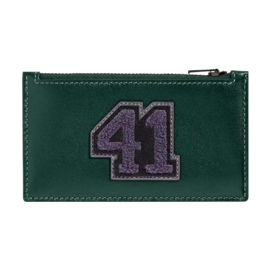 COACH Zip Top Card Case Leather Card Holder Regular Women's Dark Green