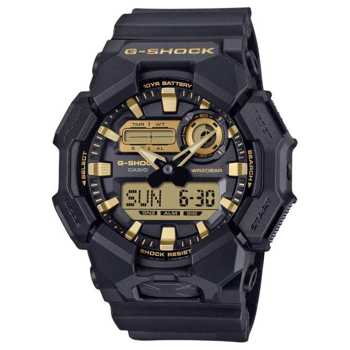 CASIO CASIO GA 010 Collection 200m Waterproof Quartz Movement Resin Strap Watch Unisex Black Dial
