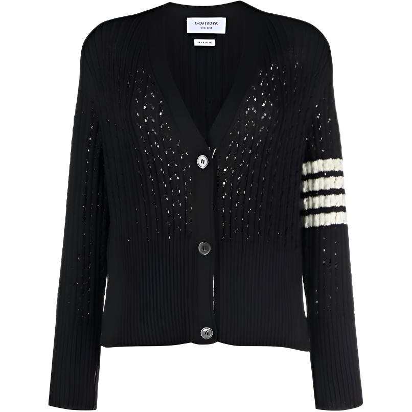 THOM BROWNE THOM BROWNE 4 Bar Pointelle knit Virgin wool Cardigan
