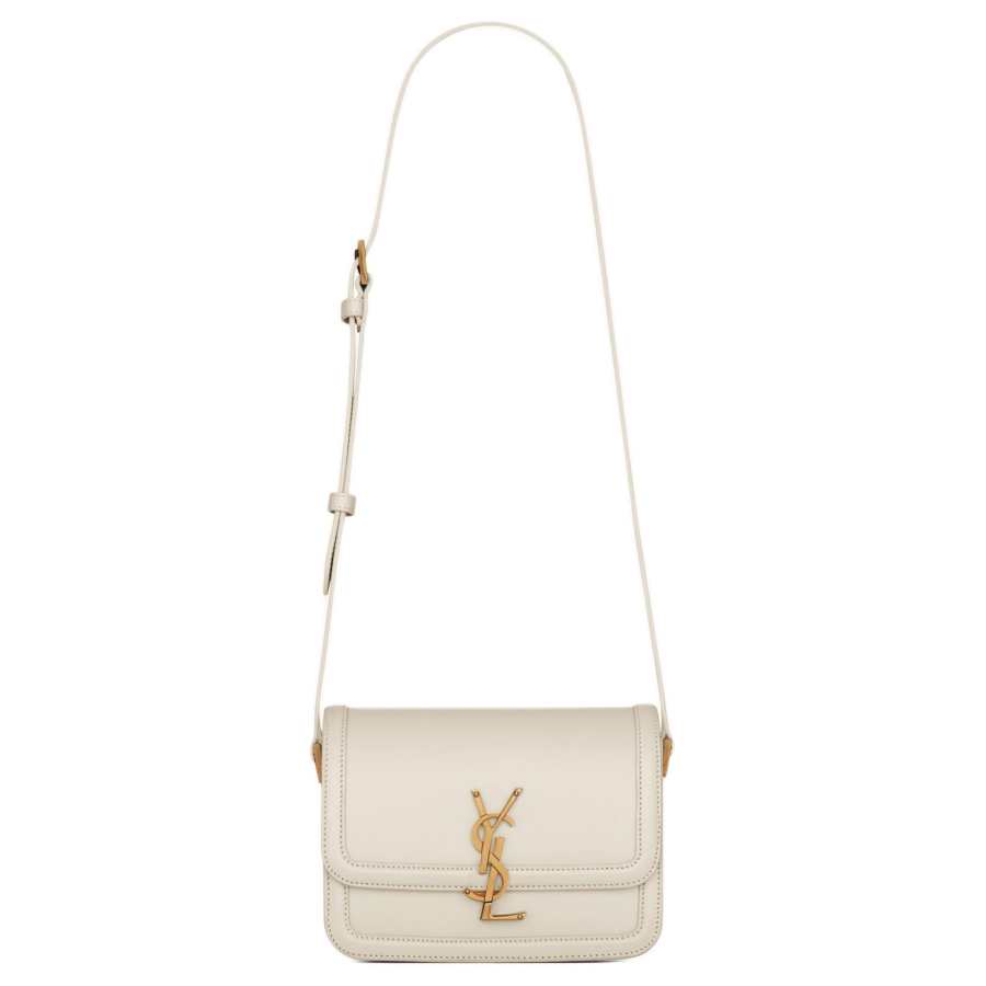 SAINT LAURENT SOLFERINO Cow Leather Tofu Bag Shoulder Bag Small Women's White