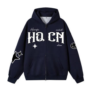 HUANQIU Sweatshirts Unisex Hooded Moderate Cardigan