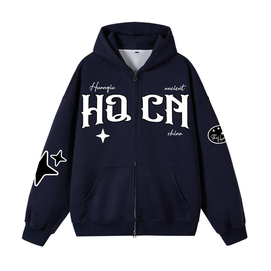 HUANQIU Sweatshirts Unisex Hooded Moderate Cardigan