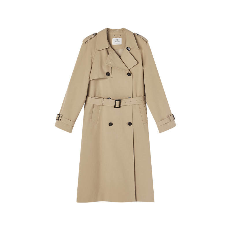 XIANGYING Trench Coats Women's Khaki Lapel Moderate