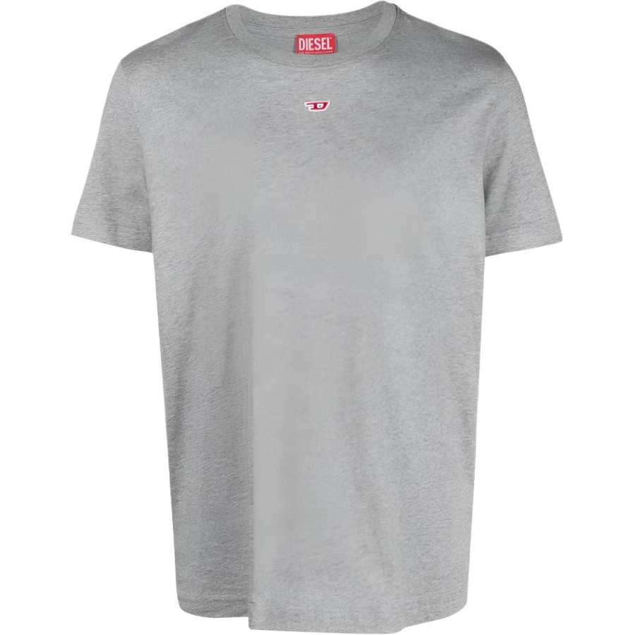 DIESEL T Shirts Men's Gray Crew Neck Straight Fit
