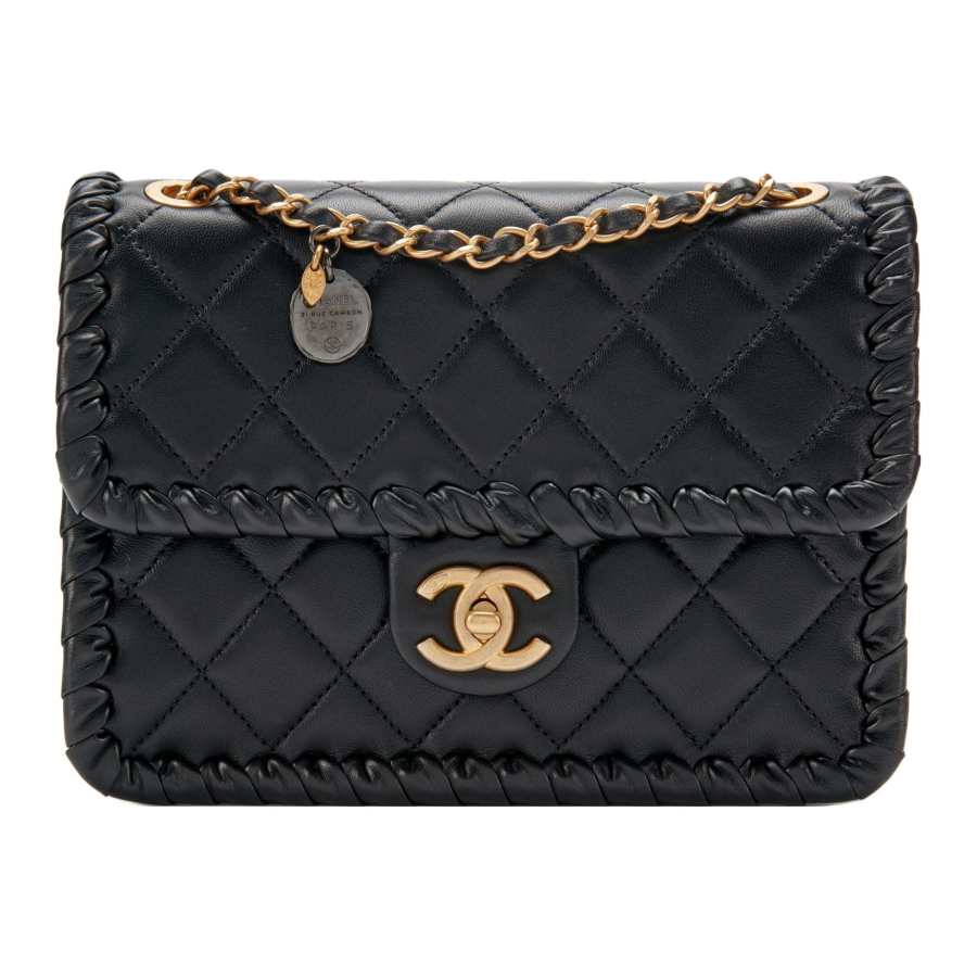 CHANEL Lambskin Shoulder Bag, Crossbody Bag Women's Black