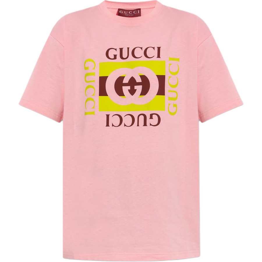 GUCCI Logo Printed Crewneck Jersey T Shirt