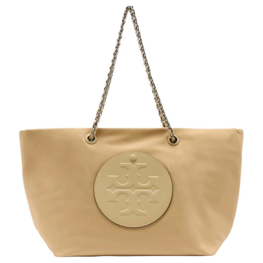 TORY BURCH Ella Fabric, Synthetic Leather Tote Bag, Shopping Bag, Handbag, Shoulder Bag Regular Women's Praline Color