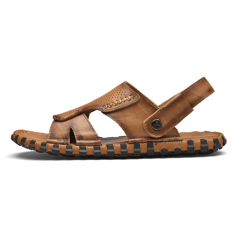 PAIBLOKS Beach Sandals Men's Khaki Dark Brown