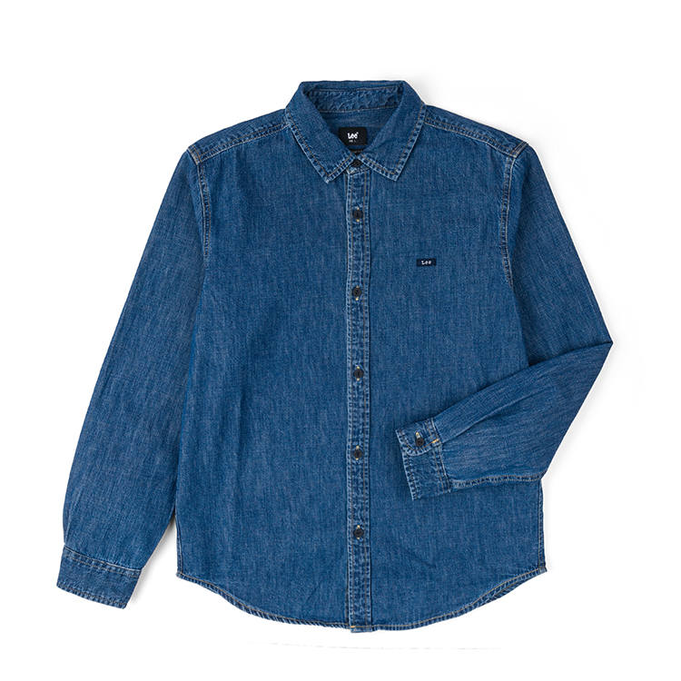 Lee Lee Shirts Men's Lapel Moderate Denim
