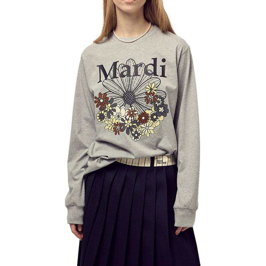 MARDI MERCREDI Garden T Shirts Women's Gray Crew Neck