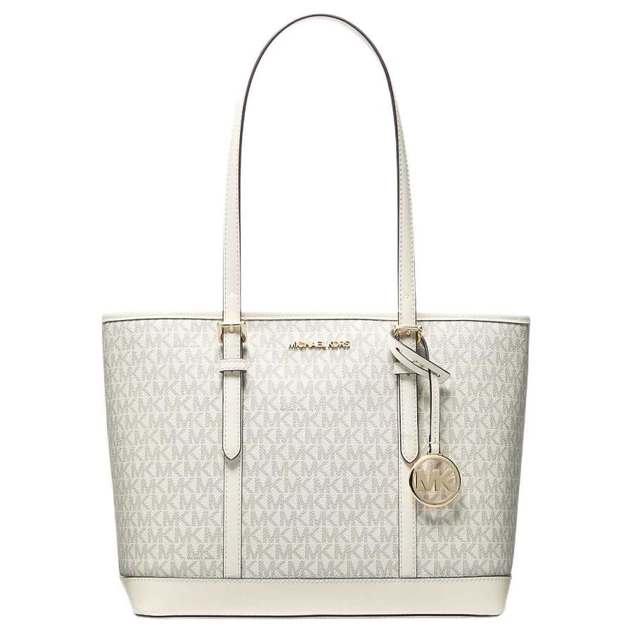 MICHAEL KORS Jet Set Travel Coated Canvas Shoulder Bag Small Women's Cream White