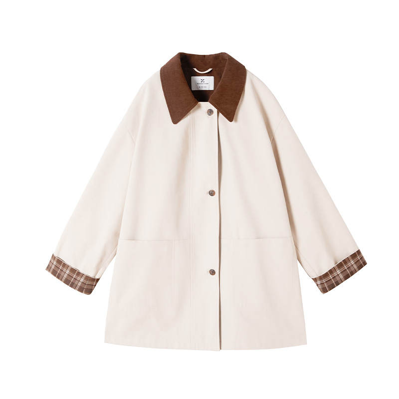 XIANGYING Trench Coats Women's Camel Lapel Moderate Other